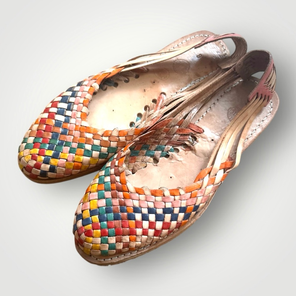 Handmade Mexican Multicolor Leather Huarache Sandals - Picture 2 of 5